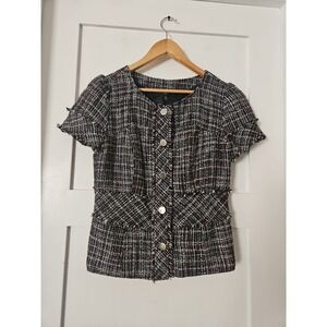Mossimo Tweed Blazer M Plaid Coquette Whimsigoth Dark Academic Chic